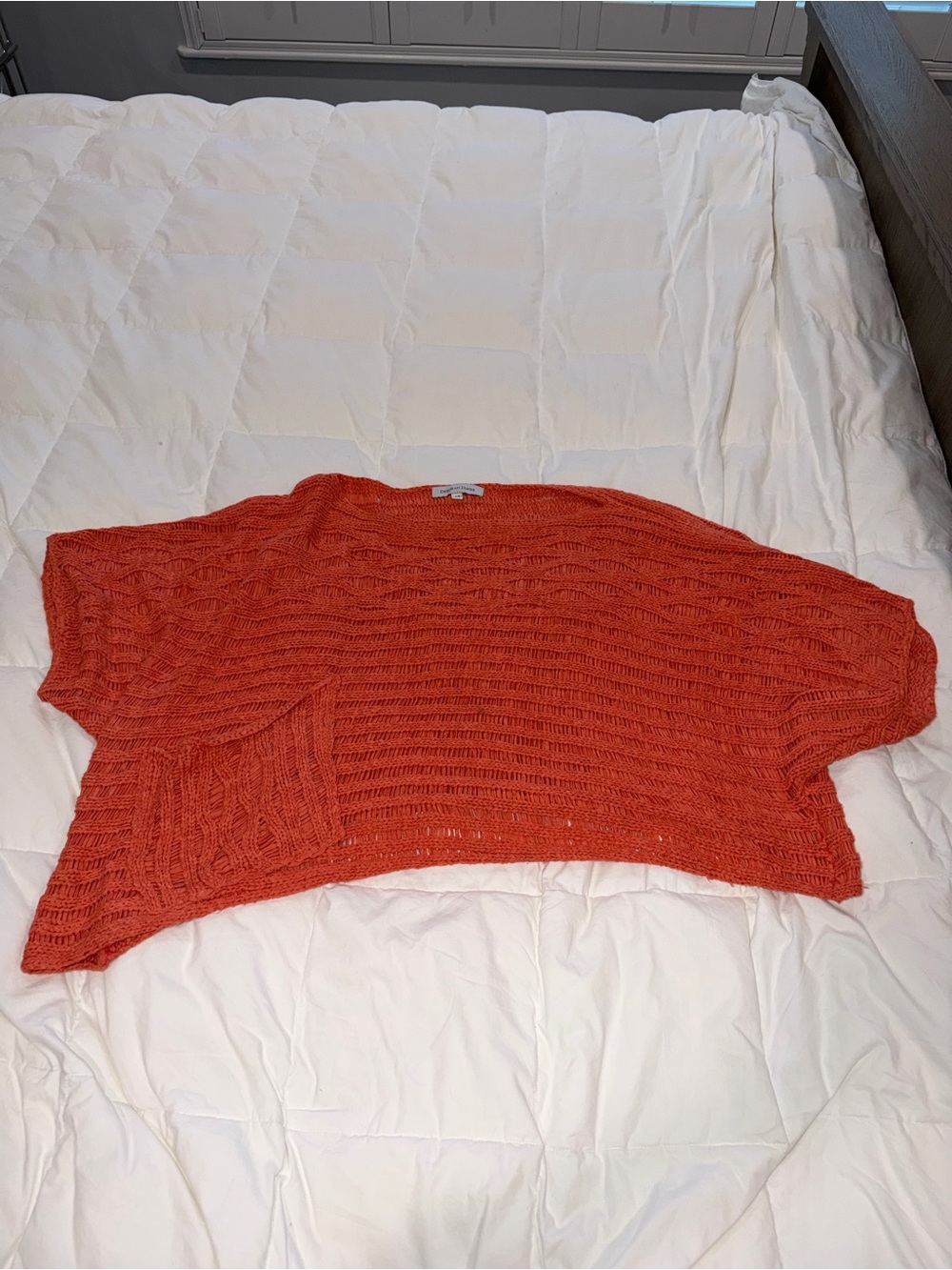 Deborah James  Open Knit Short-Sleeve crop light Sweater - Coral